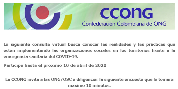 CONSULTA VIRTUAL - La solidaridad de las organizaciones sociales, en la emergencia sanitaria del COVID-19